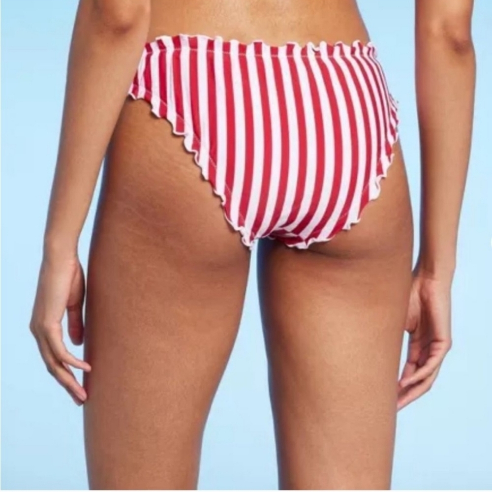 Red & White Striped - Ruffle Bikini Bottom Only - Picture 2 of 2